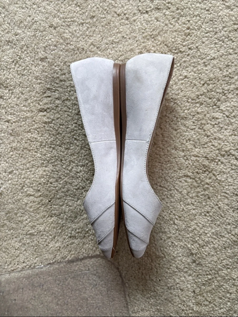 Franco Sarto Light Gray Suede Pointed Toe Flats-Size 6